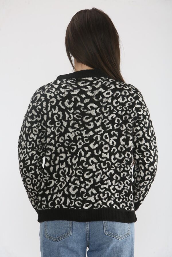 Contrast Leopard Print Love Buttoned Front Knitted Cardigan