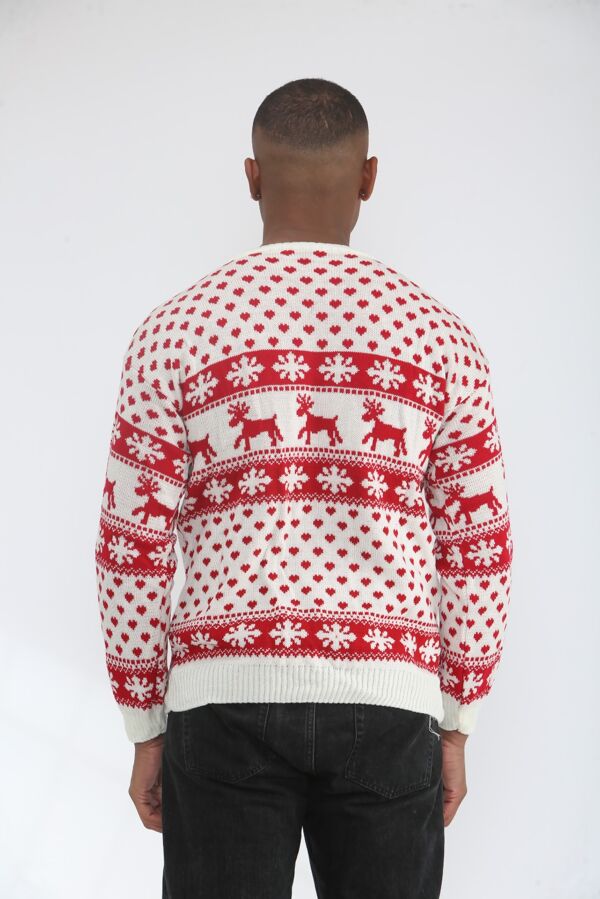 Cream Snow Flake And Reindeer Christmas Jumper