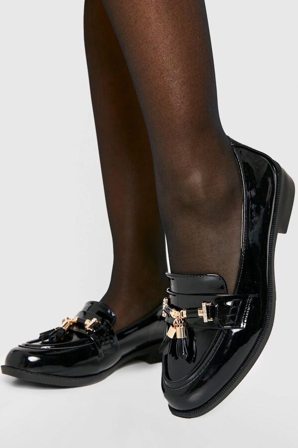 Black Patent Horsebit Tassel Loafers