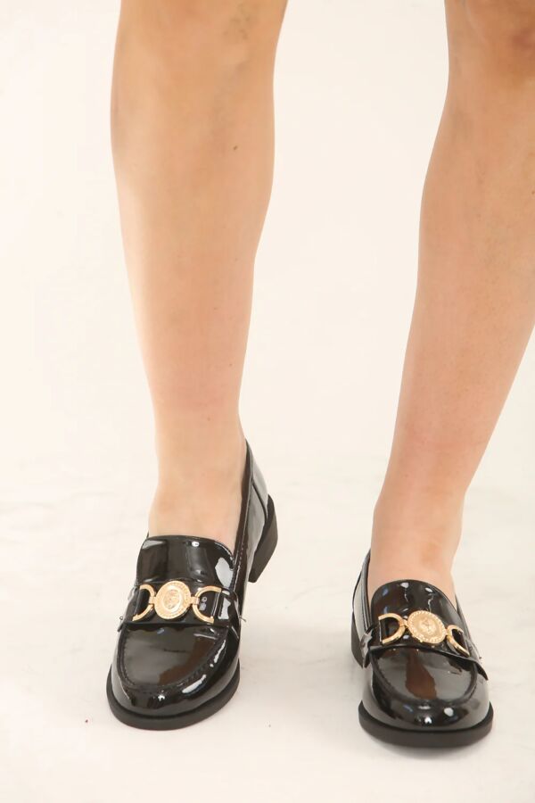 Black Designer Patent Slip on Loafer