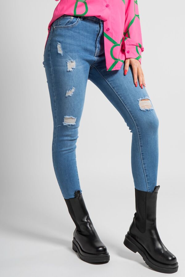 Light Blue Push Up Distressed Skinny Jeans