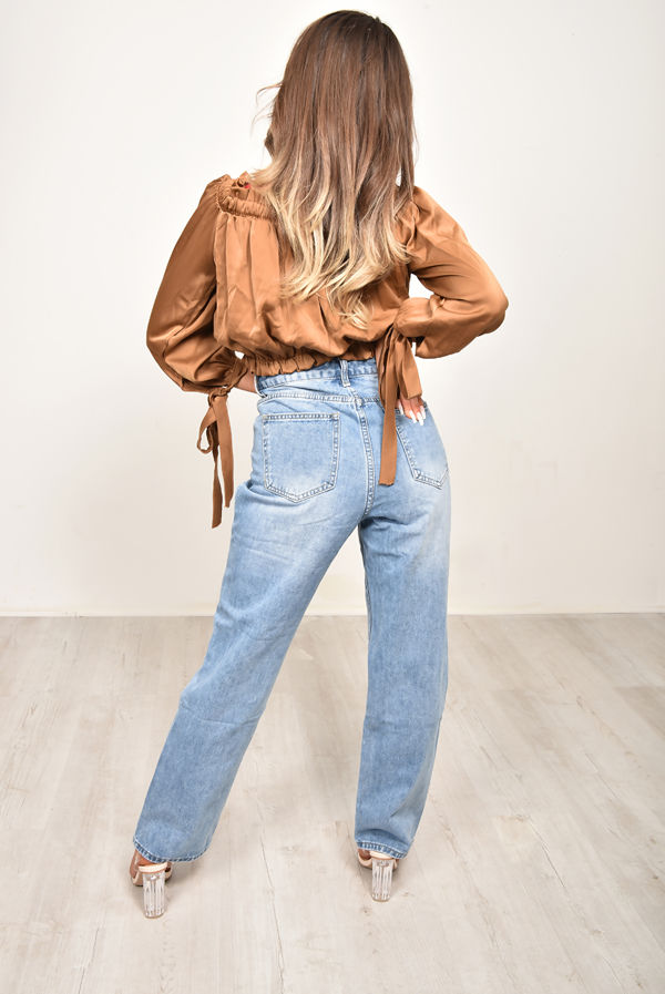 Mid Wash Distressed Baggy Jeans