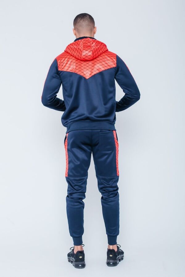 Job Lot Navy Chevron Panel Skinny Fit Hooded Tracksuit