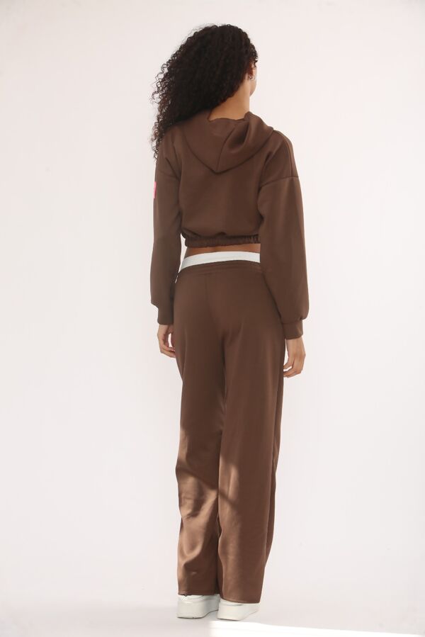Graphic Badge Baggy Cropped Hoodie With Contrast Trouser
