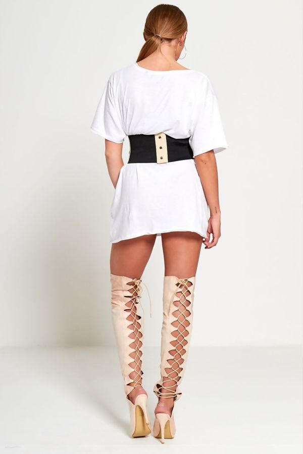 Nude Floral Embroidered Corset Belt