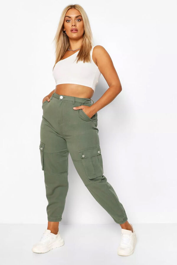Plus Size Khaki Cargo Skinny Jeans