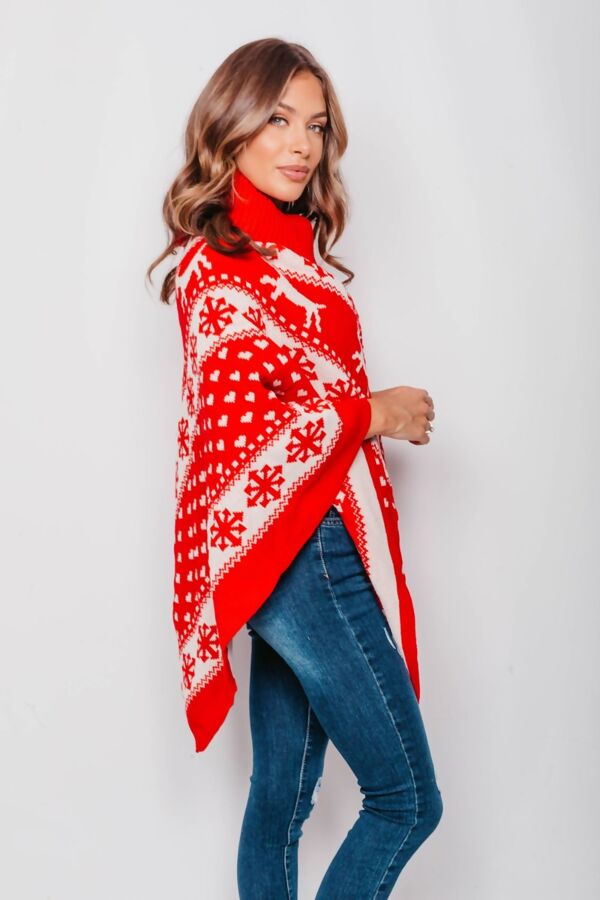 Red Christmas Reindeer Poncho