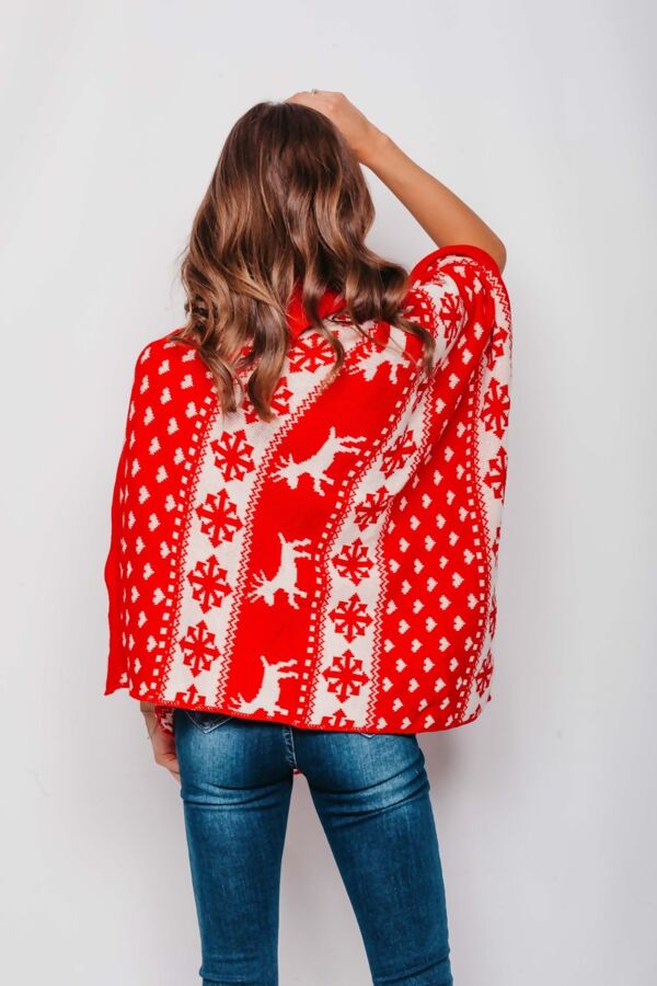 Red Christmas Reindeer Poncho