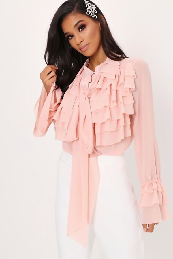 ruffle bow blouse