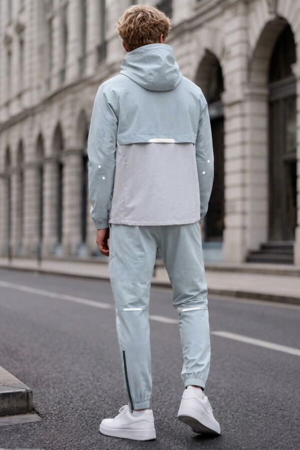 Green High Vis Colour Block Slim Fit Hooded Jacket & Joggers