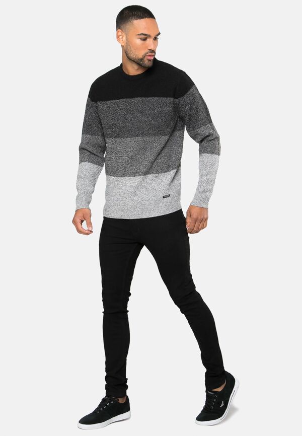 Black Color Block Crew Neck Knitted Jumper