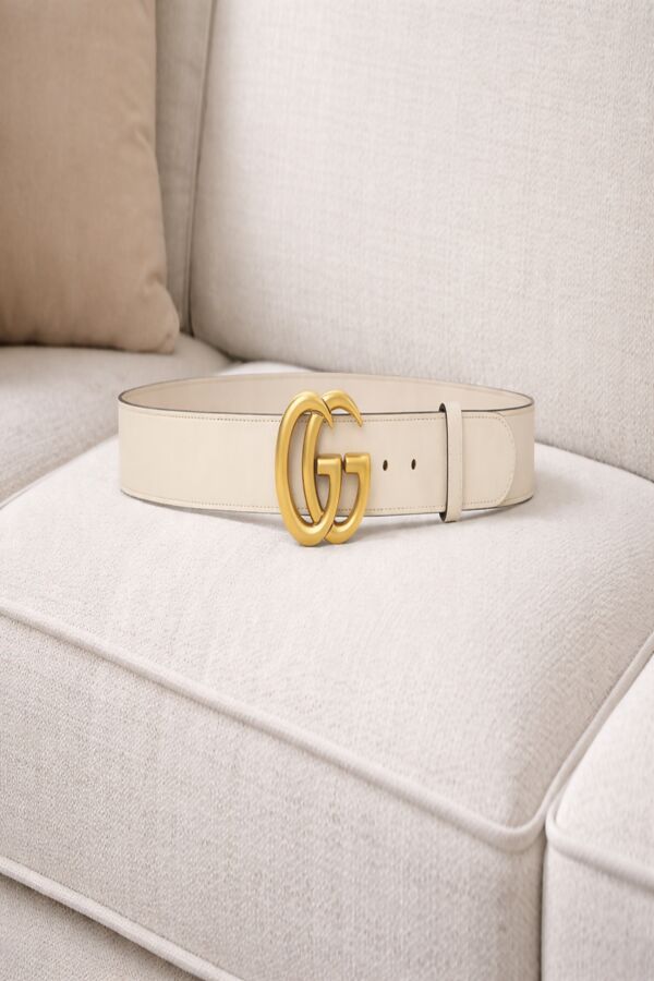 Stone CG Gold Buckle PU Belt