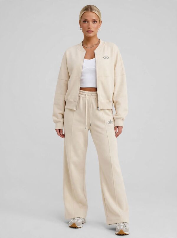Navy Printed Bomber Sweatshirt With Straight Leg Jogger