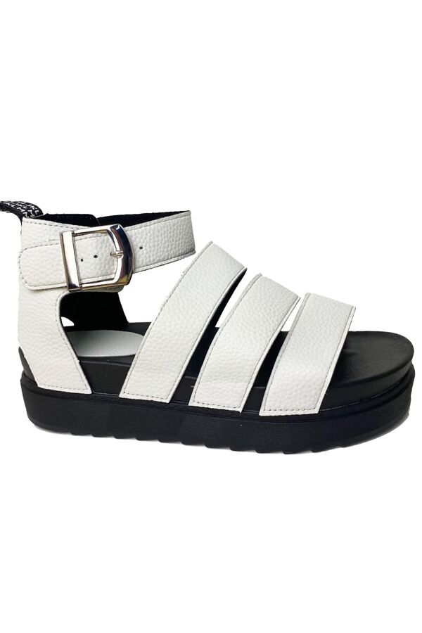 White Gladiator Style Flat Sandals