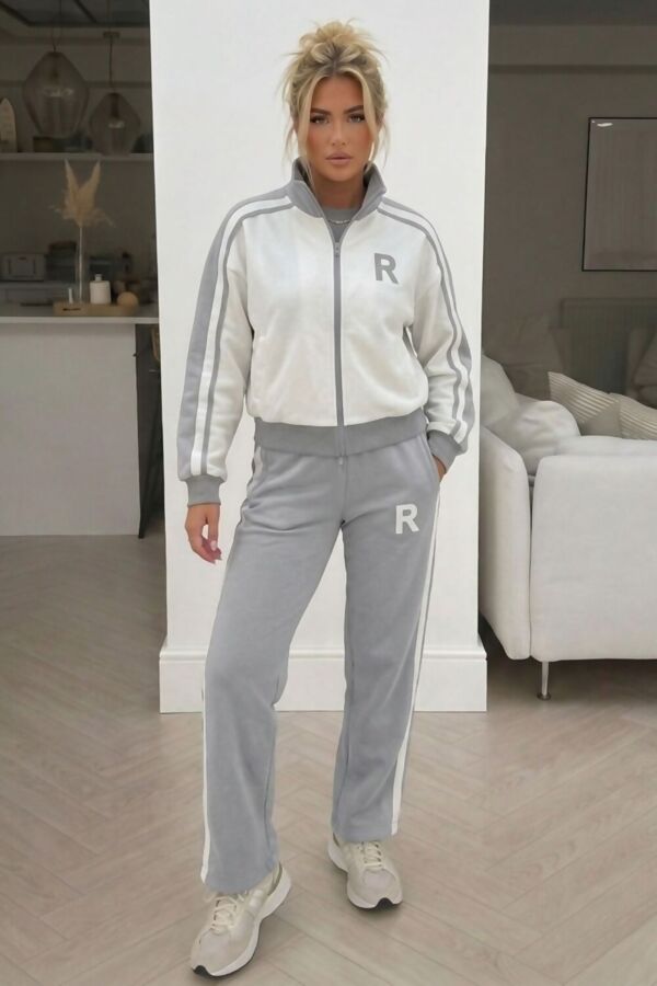 Navy R Label Striped Lounge Tracksuit Set