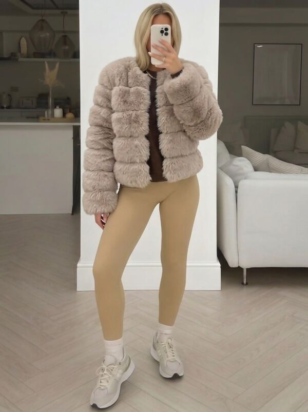 Black Faux Fur Layered Jacket