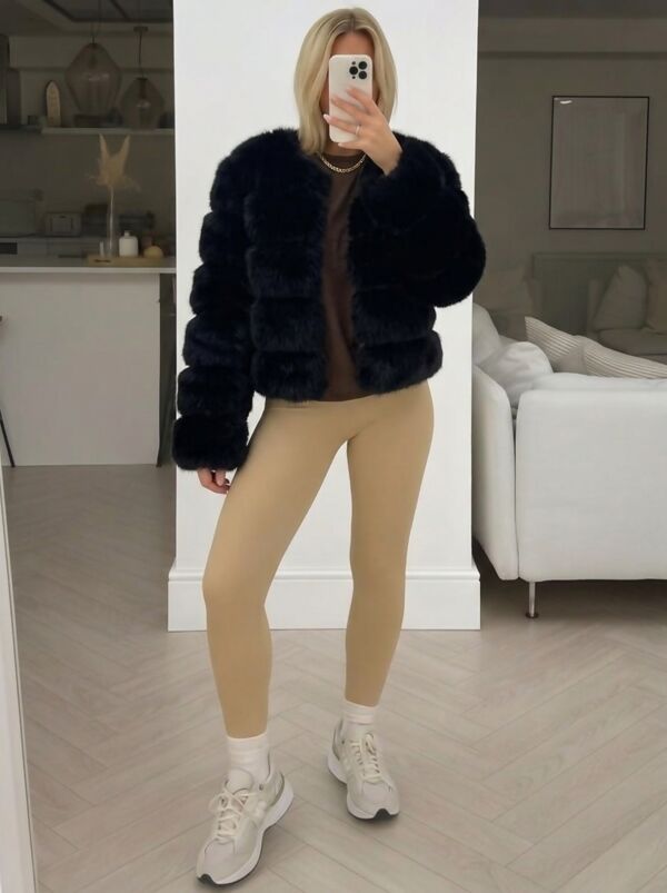 Chocolate Faux Fur Layered Coat