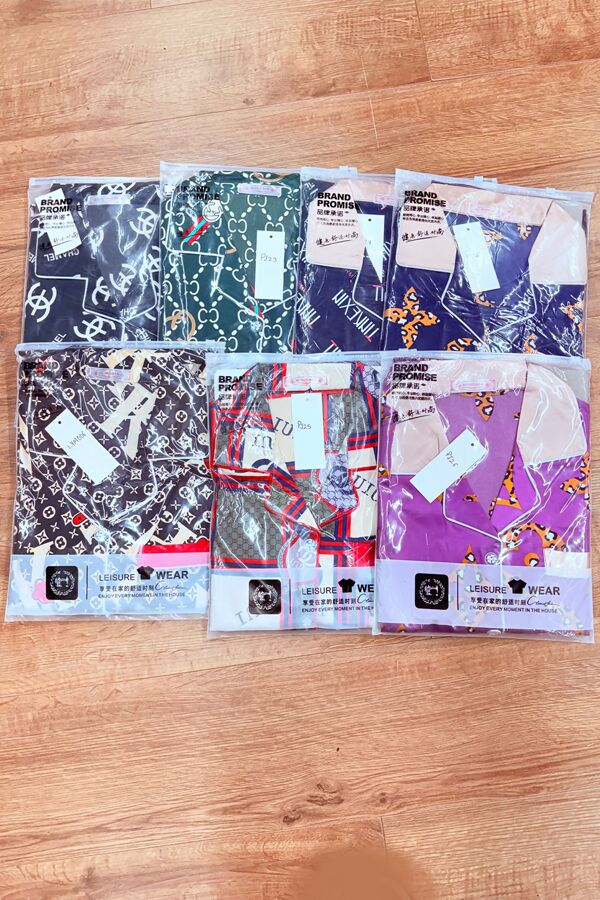 Job Lot Printed Long Sleeve Satin Pajamas