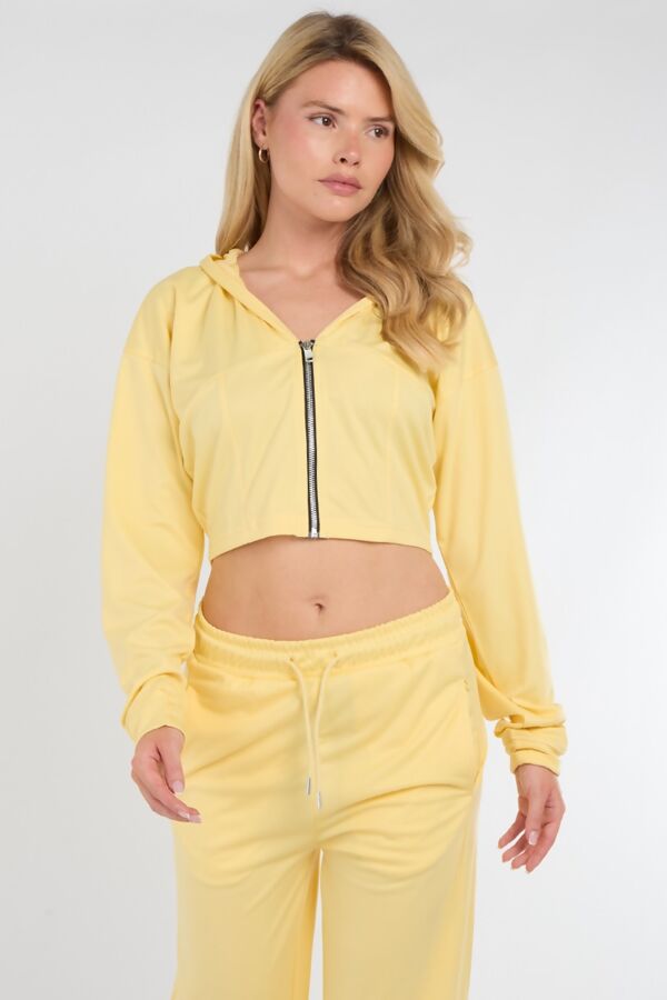 Yellow Corset Fit Hoodie With Straight Leg Trouser