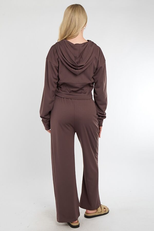 Brown Corset Fit Hoodie With Straight Leg Trouser
