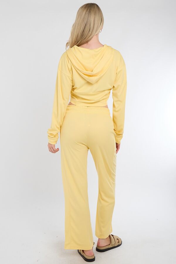 Yellow Corset Fit Hoodie With Straight Leg Trouser