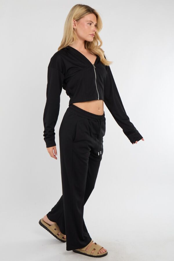 Black Corset Fit Hoodie With Straight Leg Trouser