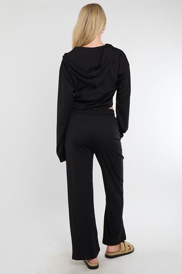 Black Corset Fit Hoodie With Straight Leg Trouser