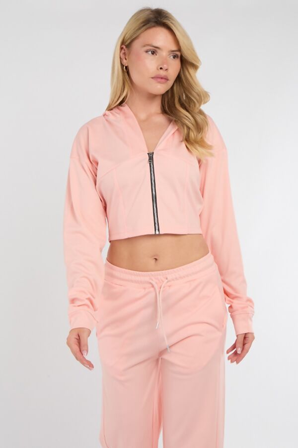 Pink Corset Fit Hoodie With Straight Leg Trouser