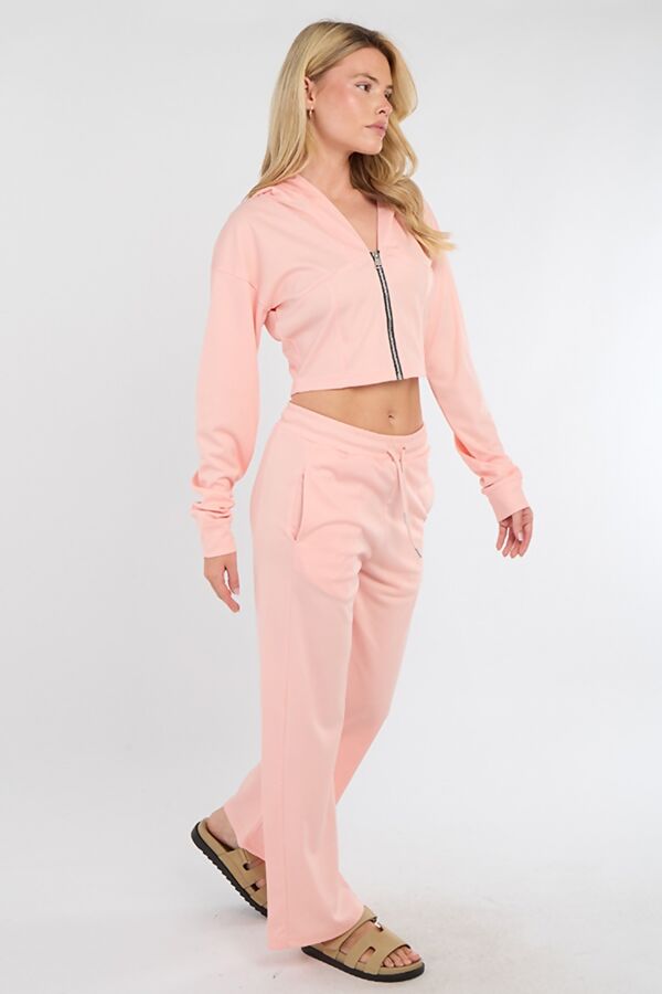 Pink Corset Fit Hoodie With Straight Leg Trouser