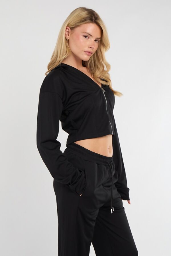 Black Corset Fit Hoodie With Straight Leg Trouser