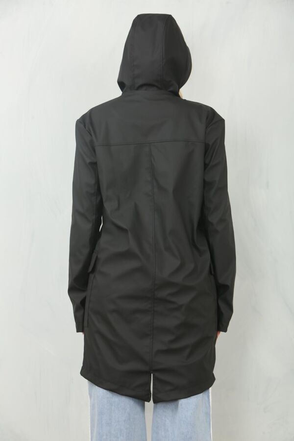 Black Waterproof Hooded Raincoat Jacket