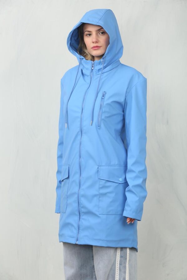 Blue Waterproof Hooded Raincoat Jacket