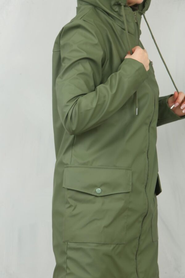 Olive Waterproof Hooded Raincoat Jacket