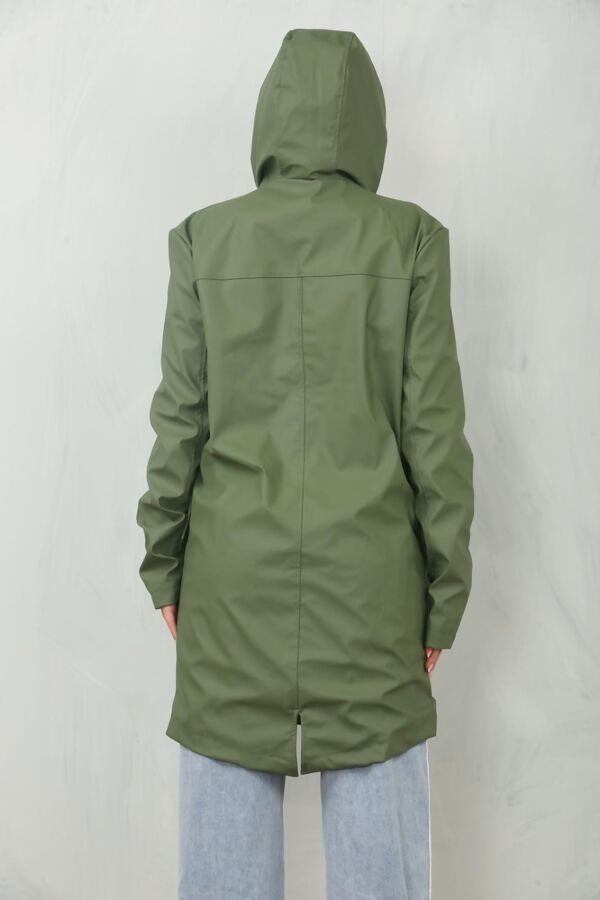 Olive Waterproof Hooded Raincoat Jacket