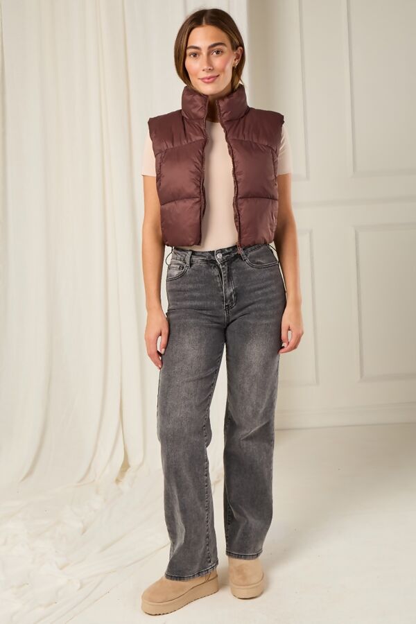 Wine Lightweight Quilted Zip-Up Gilet