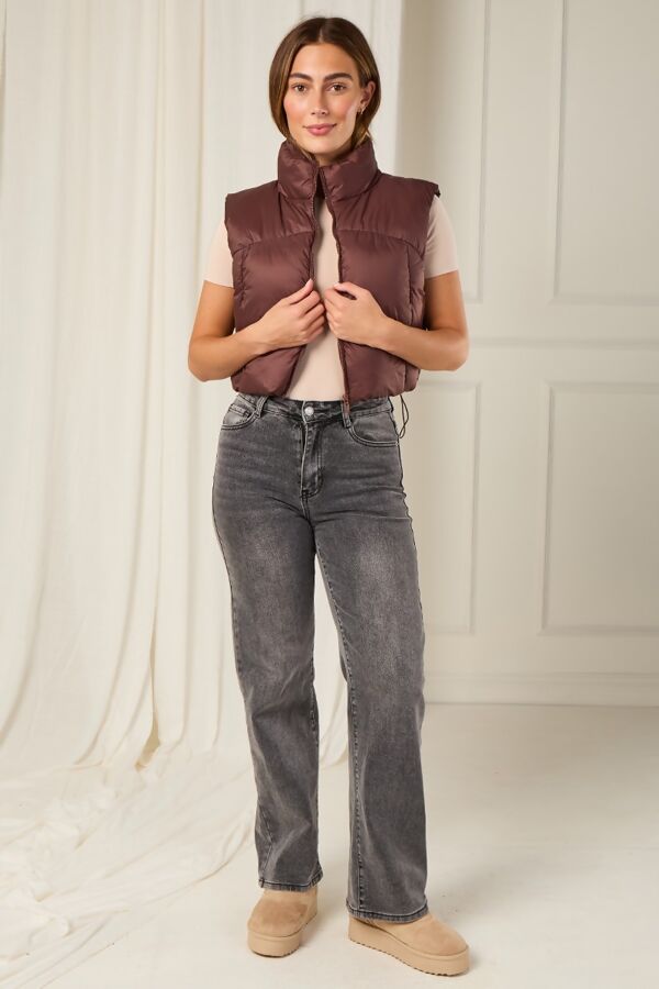 Wine Lightweight Quilted Zip-Up Gilet