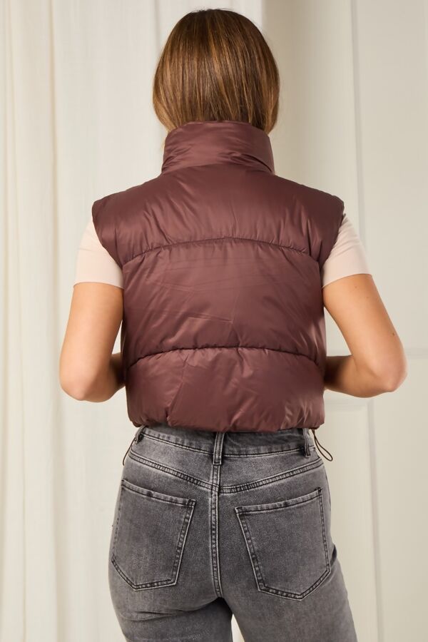 Wine Lightweight Quilted Zip-Up Gilet