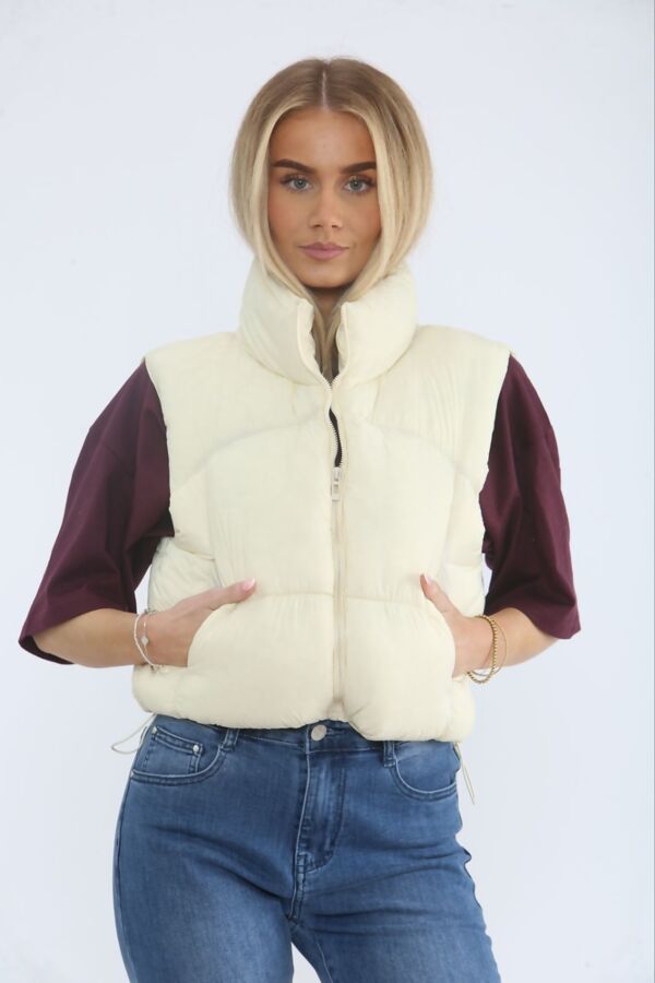 Ivory Lightweight Quilted Zip-Up Gilet