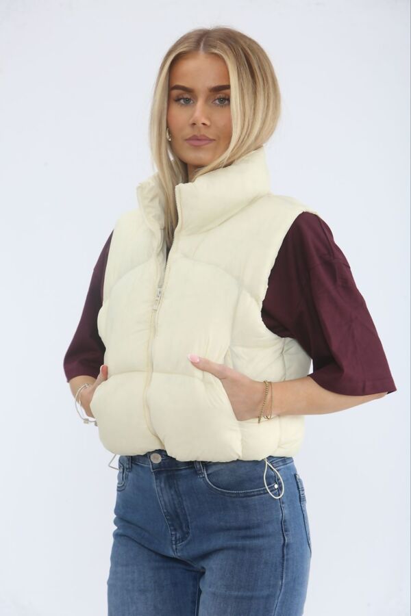 Ivory Lightweight Quilted Zip-Up Gilet