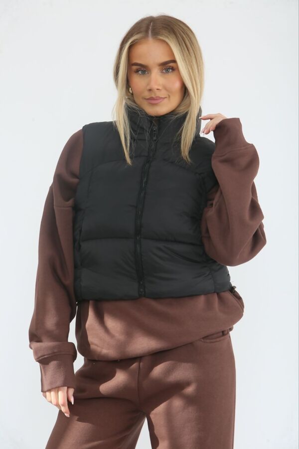 Black Lightweight Quilted Zip-Up Gilet