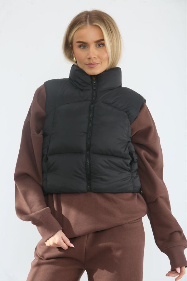 Black Lightweight Quilted Zip-Up Gilet