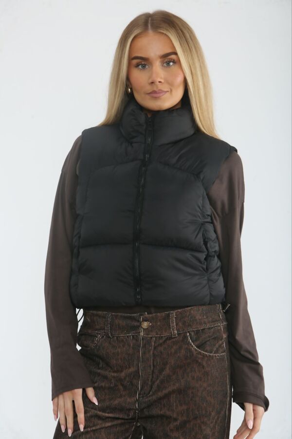 Black Lightweight Quilted Zip-Up Gilet