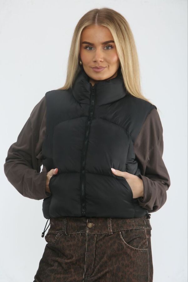 Black Lightweight Quilted Zip-Up Gilet