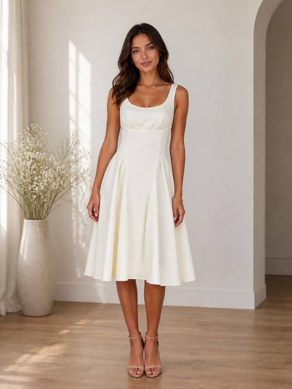 Chic Sleeveless Skater A-Line Midi Dress