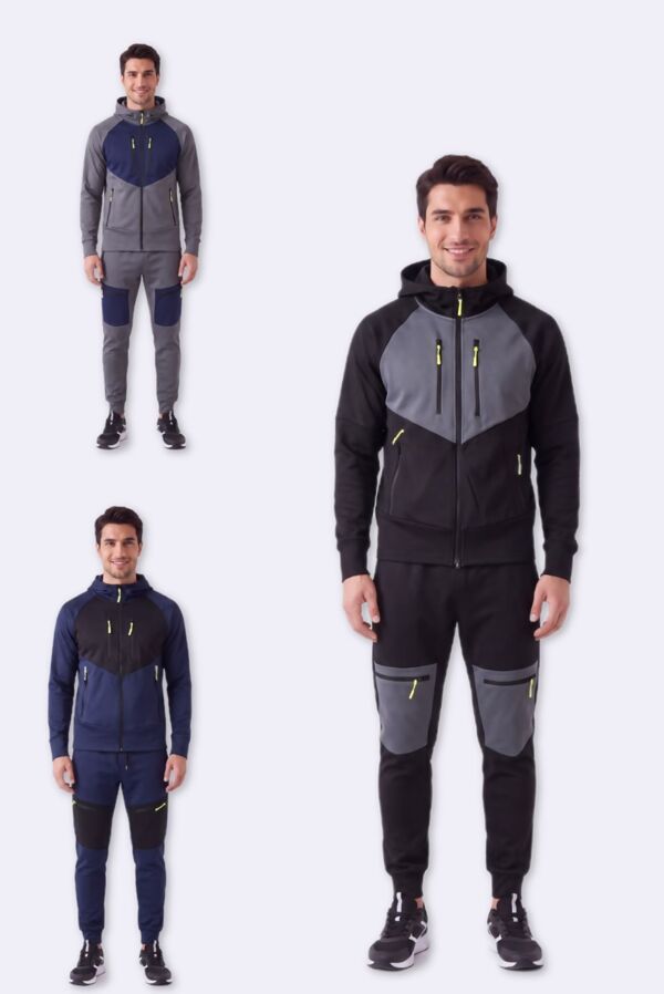 Color block Slim Fit Hooded Jacket & Joggers