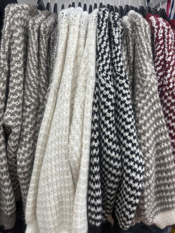 Chunky Knit Button Down Patterned V-Neck Cardigan
