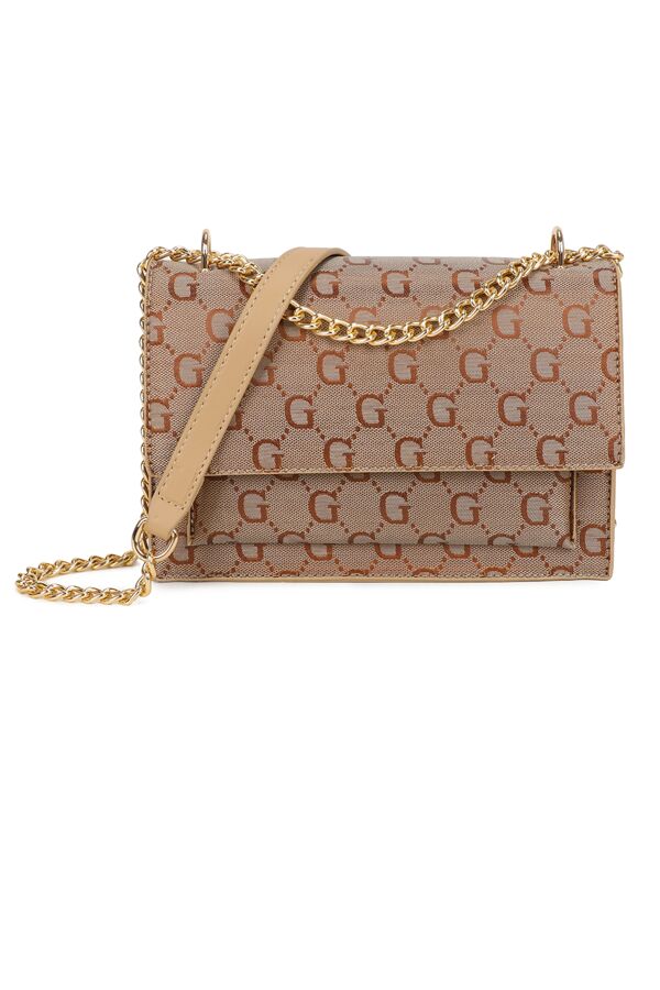 Gold Chain Monogram Crossbody Shoulder Bag