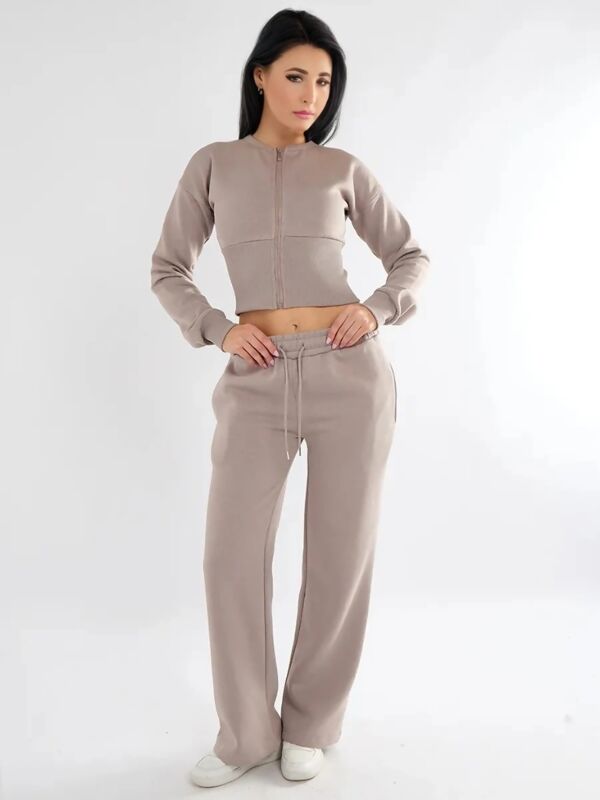 Dove Grey Corset Fit Sweatshirt With Straight Leg Trouser