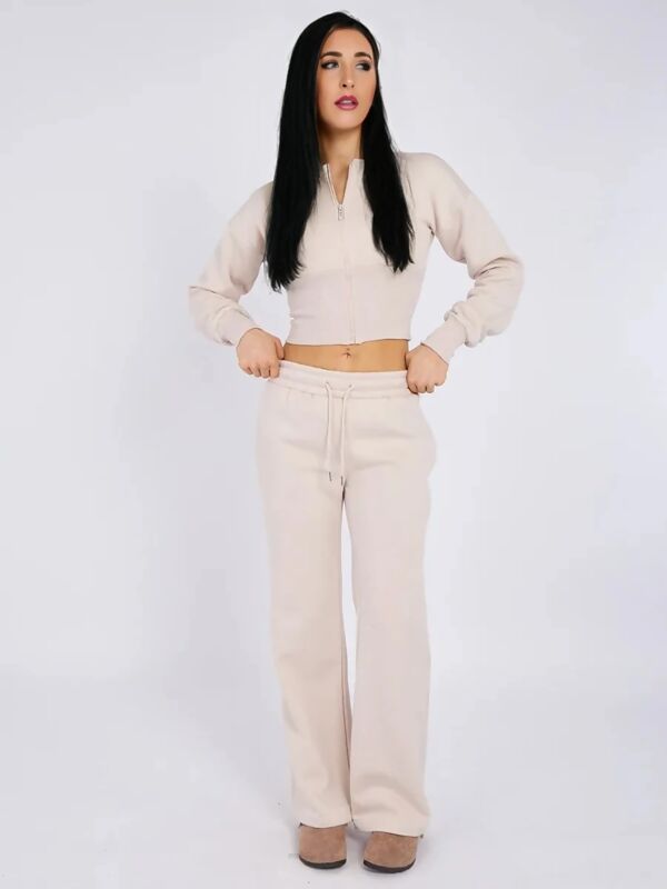 Oatmeal Corset Fit Sweatshirt With Straight Leg Trouser