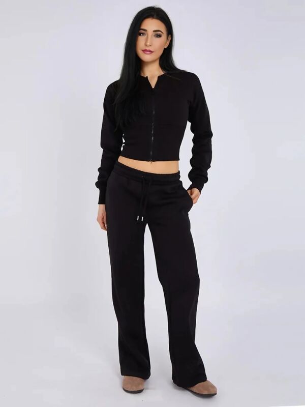 Black Corset Fit Sweatshirt With Straight Leg Trouser